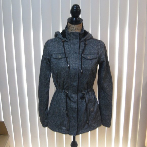 NWT Guess gray black jacket hoodie coat XS extra small - Picture 1 of 8